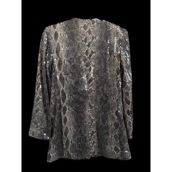 Rickie Freeman Sequin Jacket Brown 10 Snake Print Made in USA Elegant - Picture 3 of 9